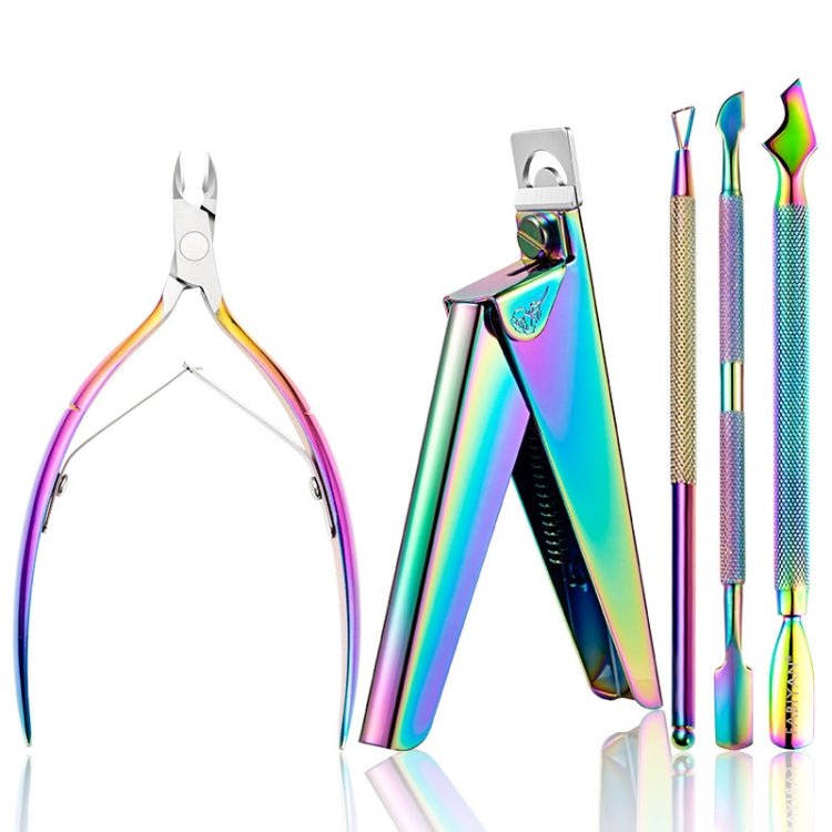 FABIYAN Nail Art Scissors Set Stainless Steel Nail Clippers Dead Skin Scissors Remover Steel Push, Specification: Set 1 - British D'sire