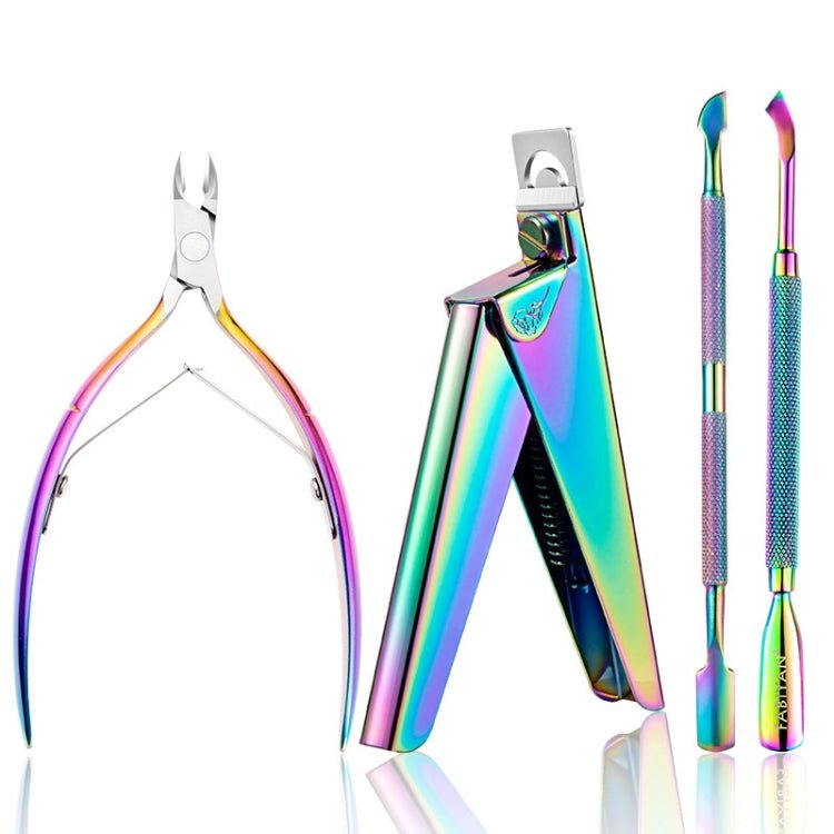 FABIYAN Nail Art Scissors Set Stainless Steel Nail Clippers Dead Skin Scissors Remover Steel Push, Specification: Set 2 - British D'sire Main image