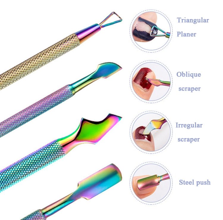 FABIYAN Nail Art Scissors Set Stainless Steel Nail Clippers Dead Skin Scissors Remover Steel Push, Specification: Set 2 - British D'sire