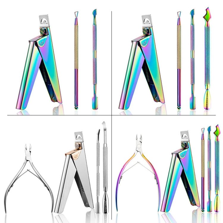 FABIYAN Nail Art Scissors Set Stainless Steel Nail Clippers Dead Skin Scissors Remover Steel Push, Specification: Set 2 - British D'sire