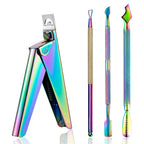 FABIYAN Nail Art Scissors Set Stainless Steel Nail Clippers Dead Skin Scissors Remover Steel Push, Specification: Set 4 - British D'sire