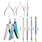 FABIYAN Nail Art Scissors Set Stainless Steel Nail Clippers Dead Skin Scissors Remover Steel Push, Specification: Set 5 - British D'sire