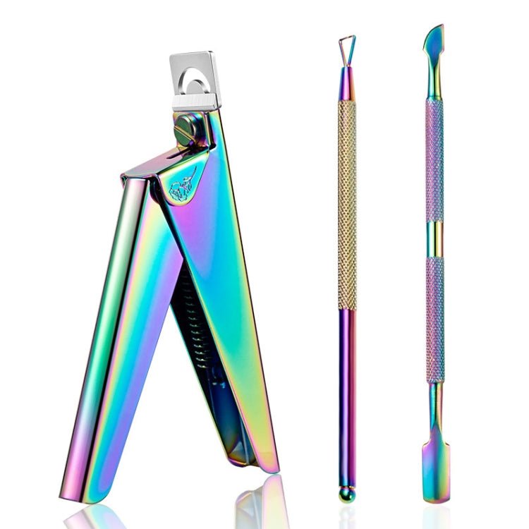FABIYAN Nail Art Scissors Set Stainless Steel Nail Clippers Dead Skin Scissors Remover Steel Push, Specification: Set 5 - British D'sire