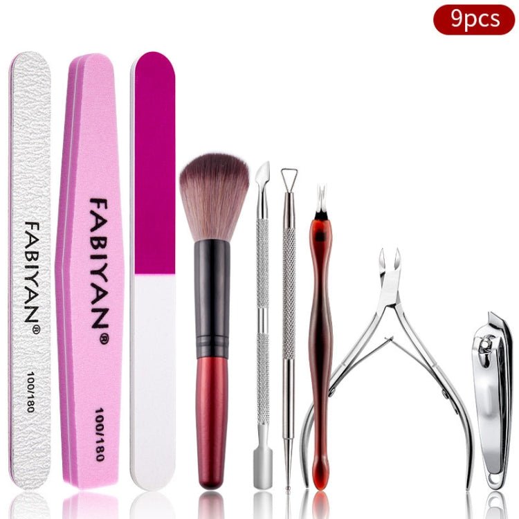 FABIYAN Nail Art Tool Set Manicure Disarm Tool Set, Specification: 9 - piece Set - British D'sire