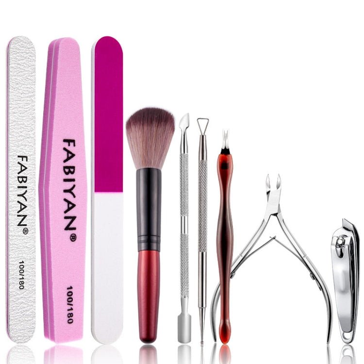 FABIYAN Nail Art Tool Set Manicure Disarm Tool Set, Specification: 9 - piece Set - British D'sire