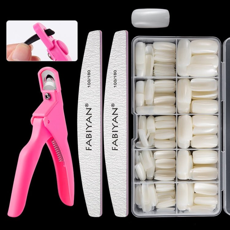FABIYAN Nail Brush Nail Piece Set Nail Art Polishing Supplies Set, Specification: Natural Full - sticked Small Set - British D'sire Main image