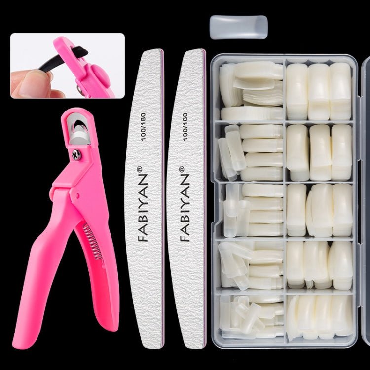 FABIYAN Nail Brush Nail Piece Set Nail Art Polishing Supplies Set, Specification: Natural Semi - sticked Small Set - British D'sire Main image