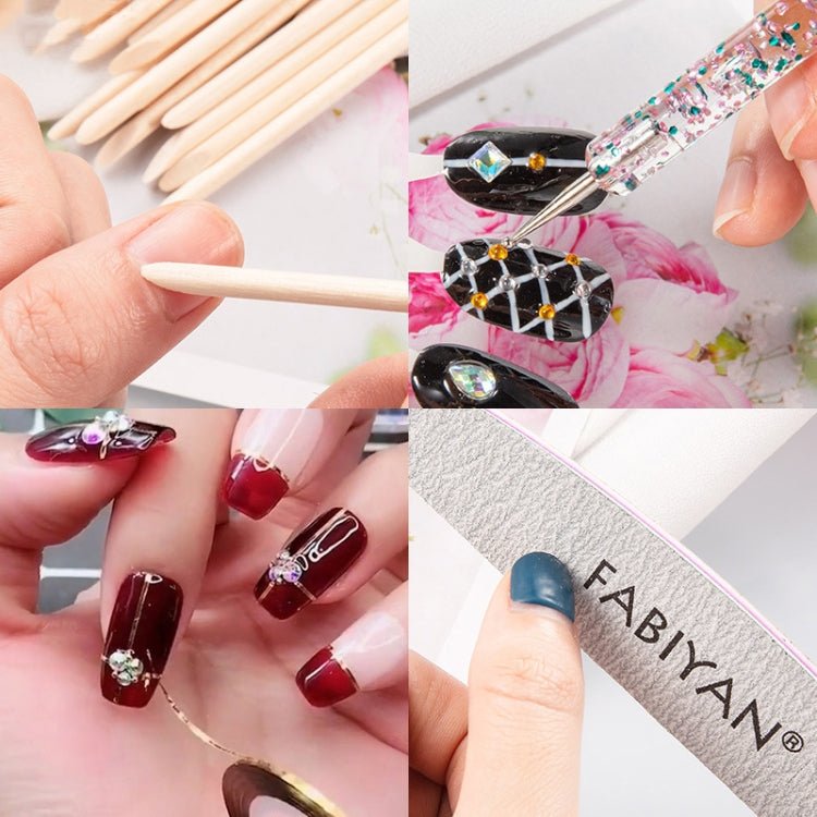 FABIYAN Nail Brush Nail Piece Set Nail Art Polishing Supplies Set, Specification: Transparent Big Set - British D'sire