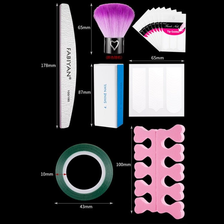 FABIYAN Nail Brush Nail Piece Set Nail Art Polishing Supplies Set, Specification: Transparent Big Set - British D'sire