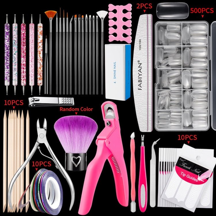 FABIYAN Nail Brush Nail Piece Set Nail Art Polishing Supplies Set, Specification: Transparent Full-sticked Big Set Secondary image
