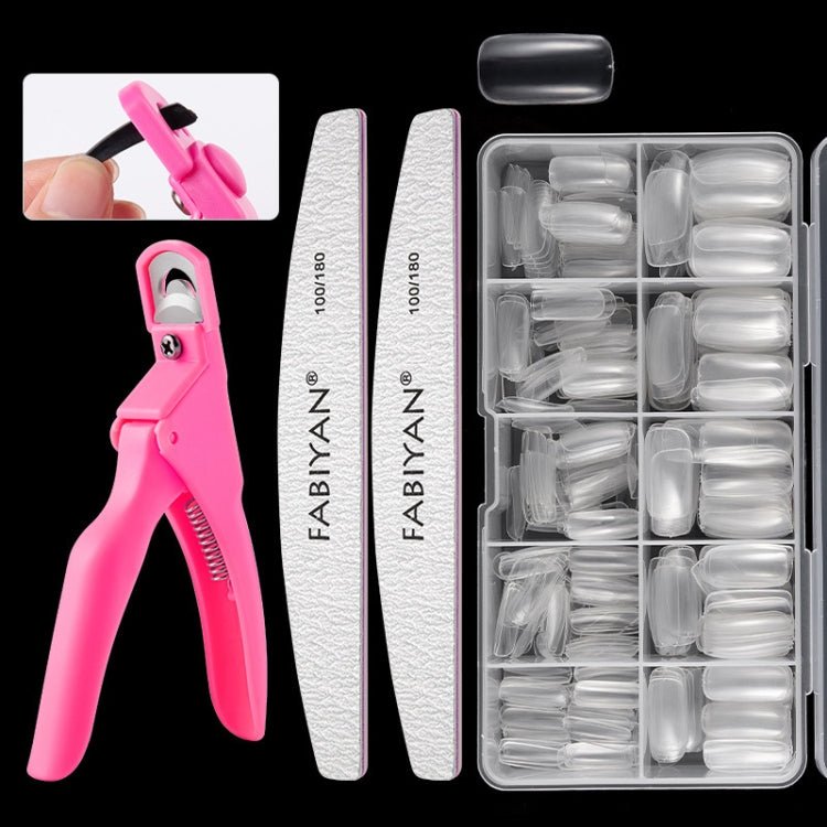 FABIYAN Nail Brush Nail Piece Set Nail Art Polishing Supplies Set, Specification: Transparent Full - sticked Small Set - British D'sire