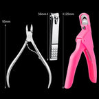 FABIYAN Nail Brush Nail Piece Set Nail Art Polishing Supplies Set, Specification: Transparent Full - sticked Small Set - British D'sire