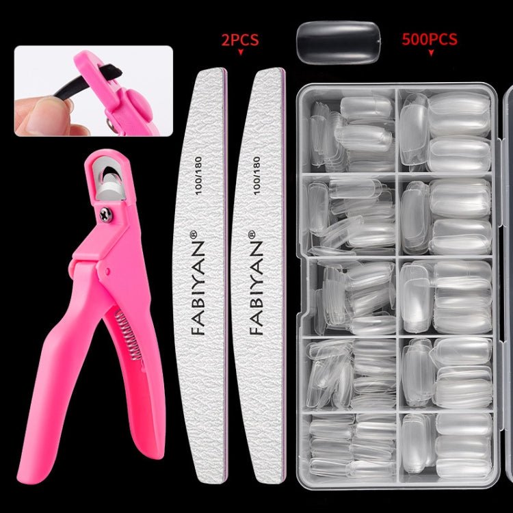 FABIYAN Nail Brush Nail Piece Set Nail Art Polishing Supplies Set, Specification: Transparent Full-sticked Small Set Secondary image
