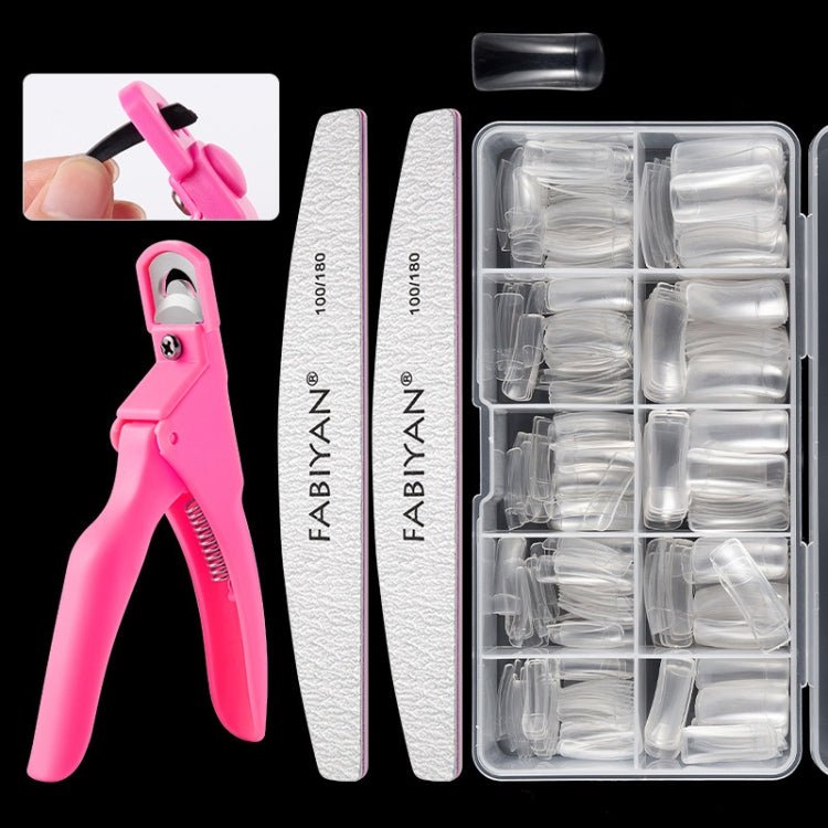 FABIYAN Nail Brush Nail Piece Set Nail Art Polishing Supplies Set, Specification: Transparent Semi - sticked Small Set - British D'sire Main image