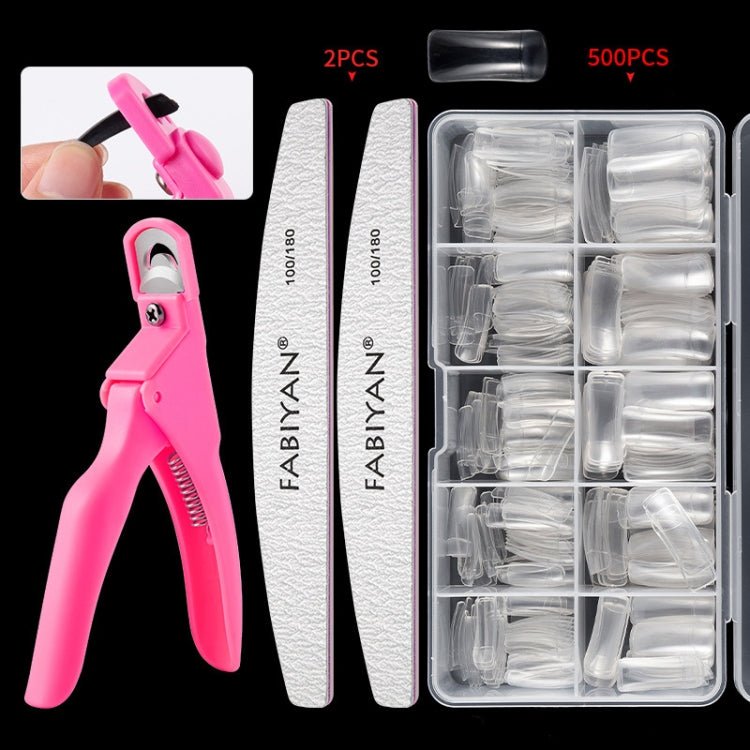 FABIYAN Nail Brush Nail Piece Set Nail Art Polishing Supplies Set, Specification: Transparent Semi-sticked Small Set Secondary image