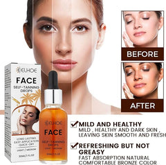 Face Tanning Drops, 30ML Self Tanning Drops For Face, Natural Face Tanner Drops, Create Bronzed Skin, Tanning Drops to Add to Moisturiser, Gradual Face Tanner Drops, for All Skin Types (2PCS) - British D'sire