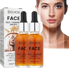 Face Tanning Drops, 30ML Self Tanning Drops For Face, Natural Face Tanner Drops, Create Bronzed Skin, Tanning Drops to Add to Moisturiser, Gradual Face Tanner Drops, for All Skin Types (2PCS) - British D'sire