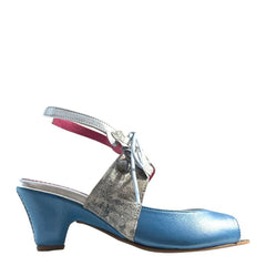 Fate - Blue Flower - open toe sandal - Low Heel - British D'sire