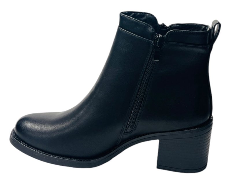 Faux Leather Block Heel Ankle Boots - Boots - British D'sire