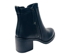 Faux Leather Block Heel Ankle Boots - Boots - British D'sire