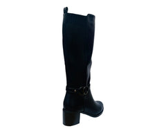 Faux Leather Block Heel Knee High Boots - Boots - British D'sire