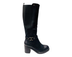 Faux Leather Block Heel Zip Knee High Boots - Boots - British D'sire