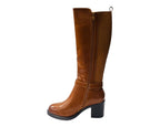 Faux Leather Block Heel Zip Knee High Boots - Boots - British D'sire