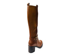 Faux Leather Block Heel Zip Knee High Boots - Boots - British D'sire