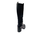Faux Leather Block Heel Zip Knee High Boots - Boots - British D'sire