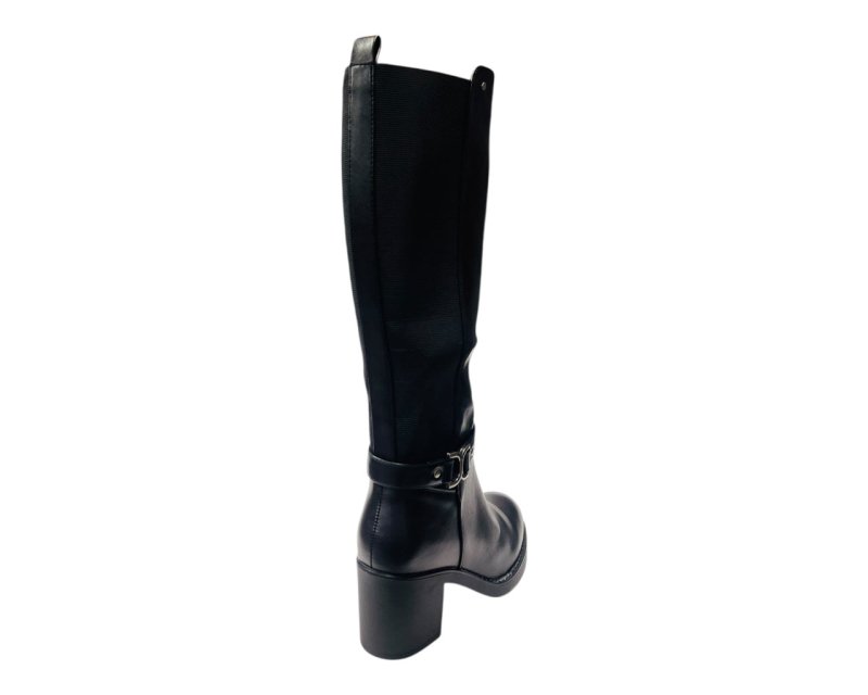 Faux Leather Block Heel Zip Knee High Boots - Boots - British D'sire