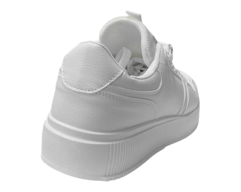 Faux Leather Casual Lace Up Trainers - Trainers - British D'sire