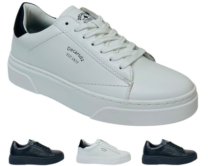 Faux Leather Casual Lace Up Trainers - Trainers - British D'sire Main image