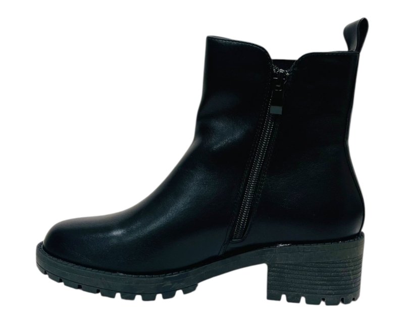 Faux Leather Elastic Panel Zip Ankle Boots - Boots - British D'sire