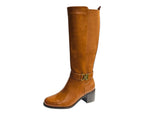 Faux Leather Elastic Panel Zip Knee High Boots - Boots - British D'sire