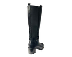 Faux Leather Elastic Panel Zip Knee High Boots - Boots - British D'sire