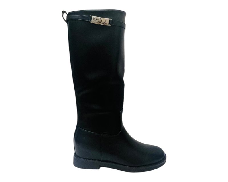 Faux Leather Full Zip Knee High Boots - Boots - British D'sire