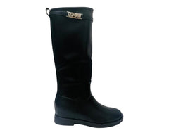 Faux Leather Full Zip Knee High Boots - Boots - British D'sire
