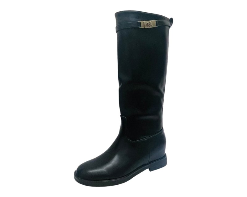 Faux Leather Full Zip Knee High Boots - Boots - British D'sire