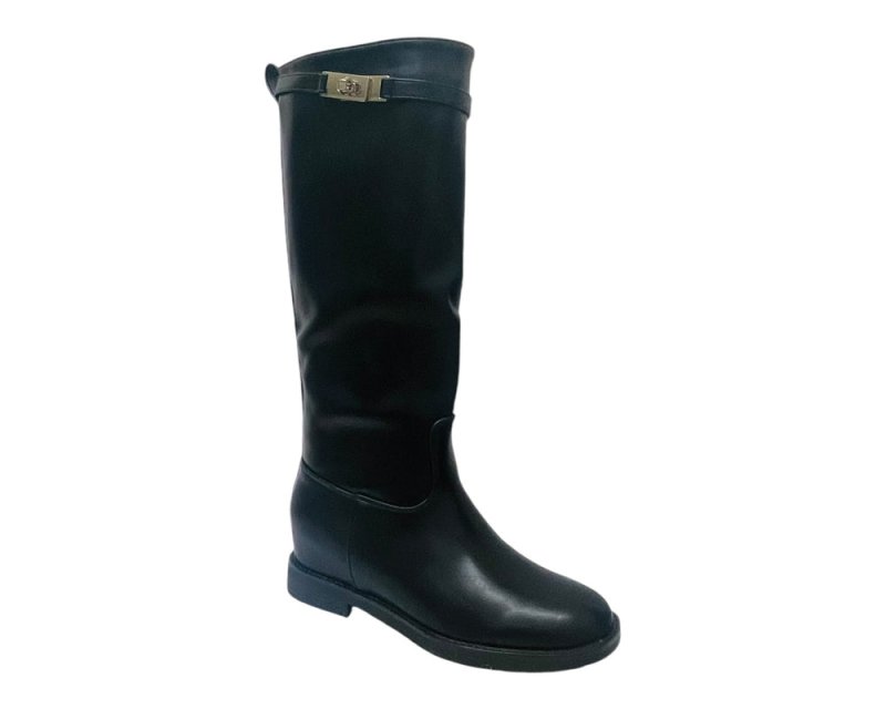 Faux Leather Full Zip Knee High Boots - Boots - British D'sire