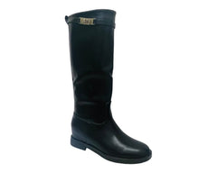 Faux Leather Full Zip Knee High Boots - Boots - British D'sire