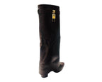 Faux Leather Kneel High Fold Over Block Heel Boots - Boots - British D'sire