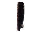 Faux Leather Kneel High Fold Over Block Heel Boots - Boots - British D'sire