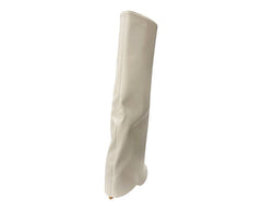 Faux Leather Kneel High Fold Over Stiletto Heel Boots - Boots - British D'sire