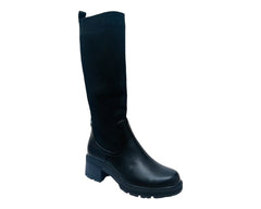 Faux Leather Knitted Knee High Boots - Boots - British D'sire
