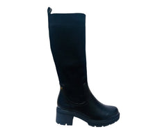 Faux Leather Knitted Knee High Boots - Boots - British D'sire