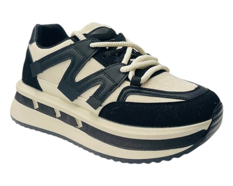 Faux Leather Lace Up Platform Trainers Secondary image
