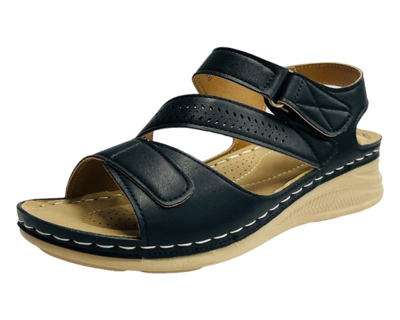 Faux Leather Lightweight Padded Sandals - Sandals - British D'sire