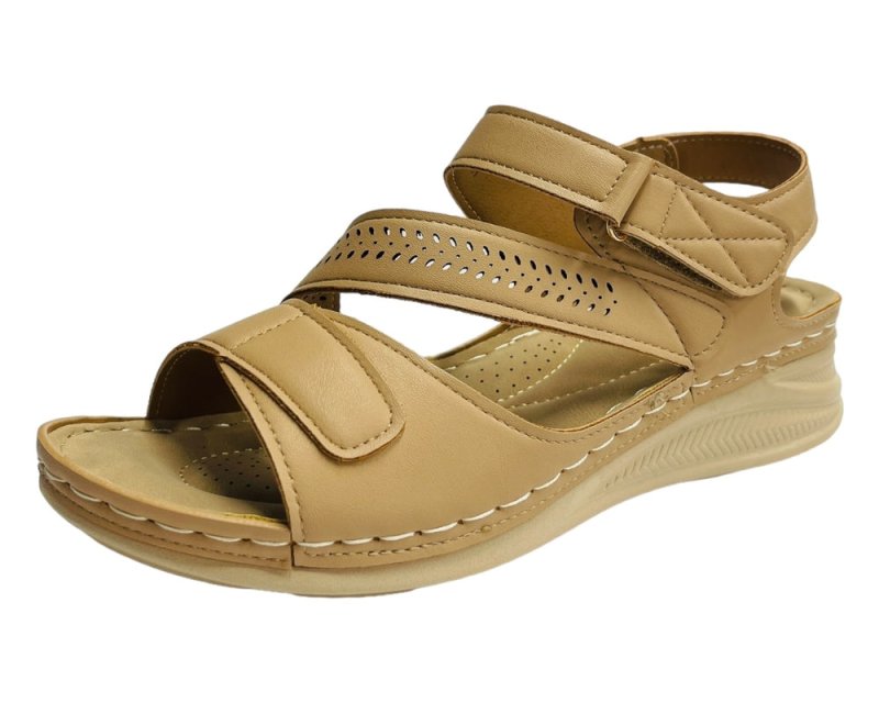 Faux Leather Lightweight Padded Sandals - Sandals - British D'sire