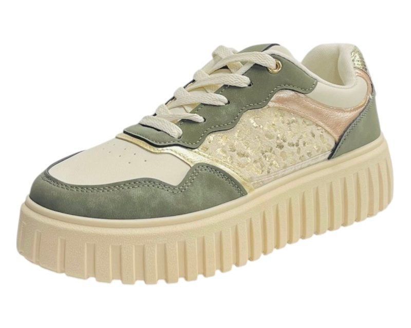 Faux Leather Platform Lace Up Trainers - Trainers - British D'sire