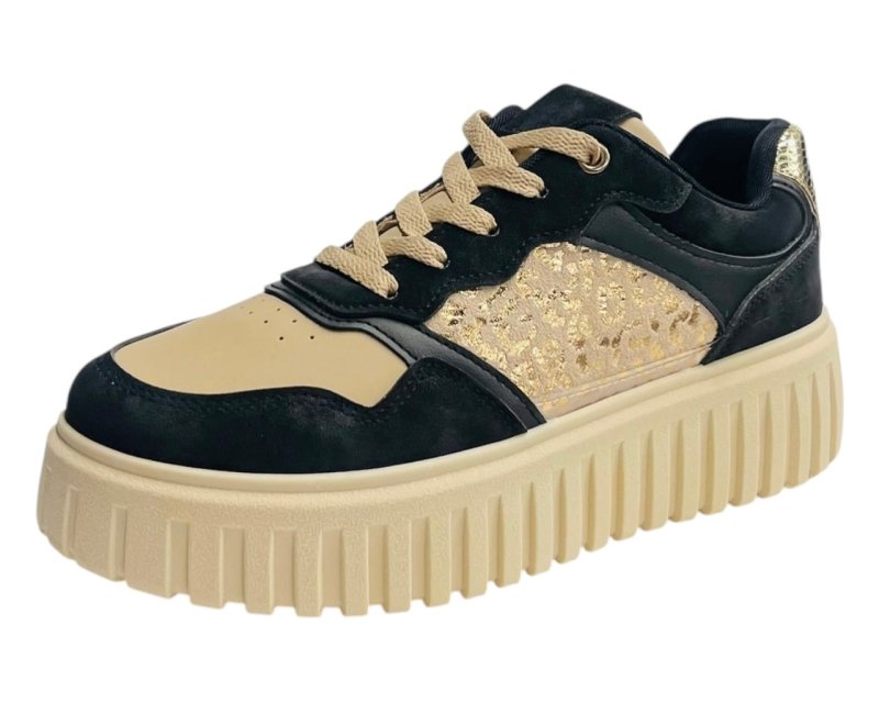 Faux Leather Platform Lace Up Trainers - Trainers - British D'sire